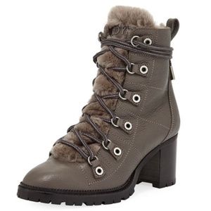 JIMMY CHOO 38.5 7.5/8 Shearling Fur Lined Grey Hillary Boots